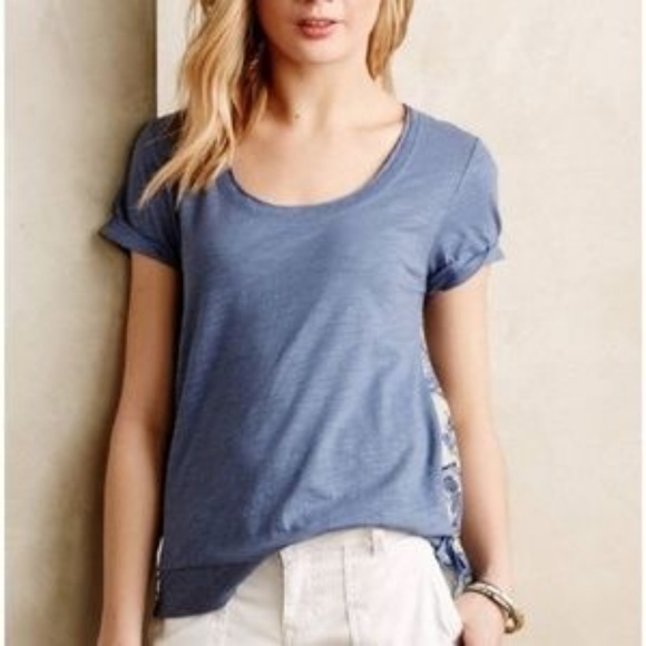 Anthropologie Little Yellow Button Blue Top XS - Picture 2 of 8